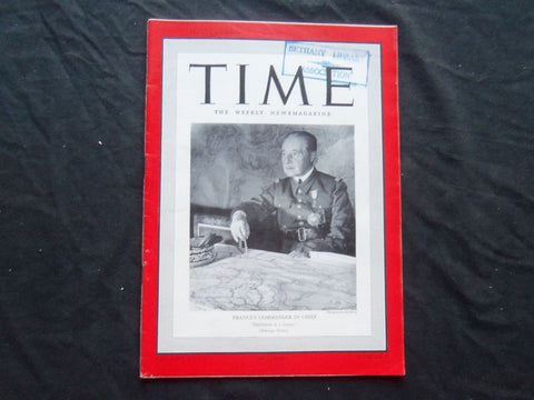 1939 AUGUST 14 TIME MAGAZINE - GENERAL MAURICE GAMELIN - T 673