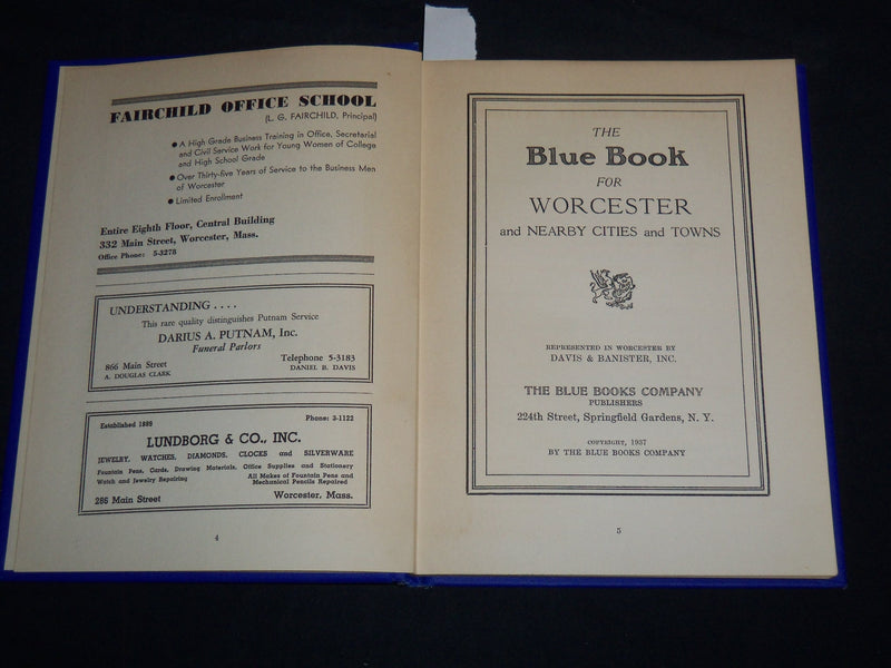 1924-1941 WORCESTER BLUE BOOK LOT OF 3 - SUBURBAN CITIES & TOWNS - KD 5523I