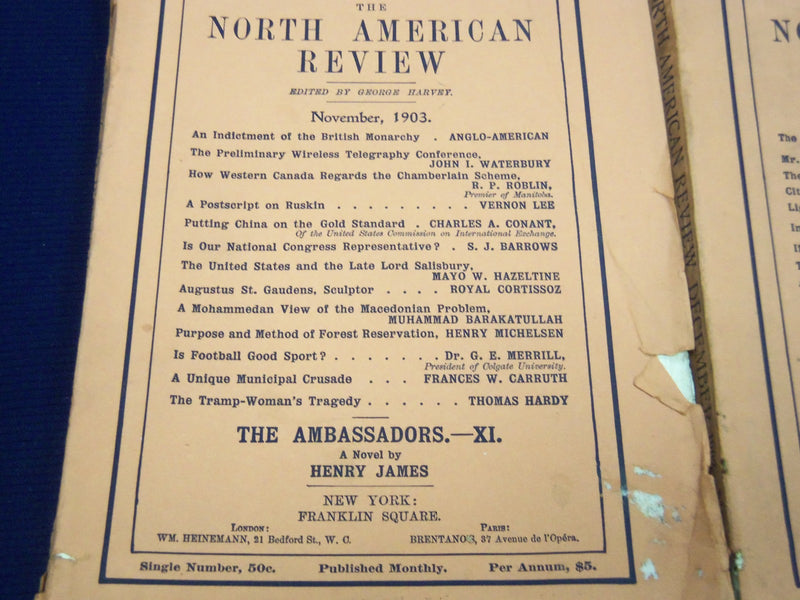1903 NORTH AMERICAN REVIEW LOT OF 5 ISSUES - GREAT STORIES/ARTICLES - WR 666