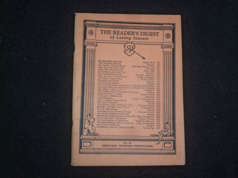 1929 FEBRUARY THE READER'S DIGEST SOFTCOVER BOOK-NUMBER 82-ORANGE COVERS- J 9925