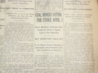 1922 MARCH 7 NEW YORK TIMES - COAL MINERS VOTING FOR STRIKE APRIL 1 - NT 8309