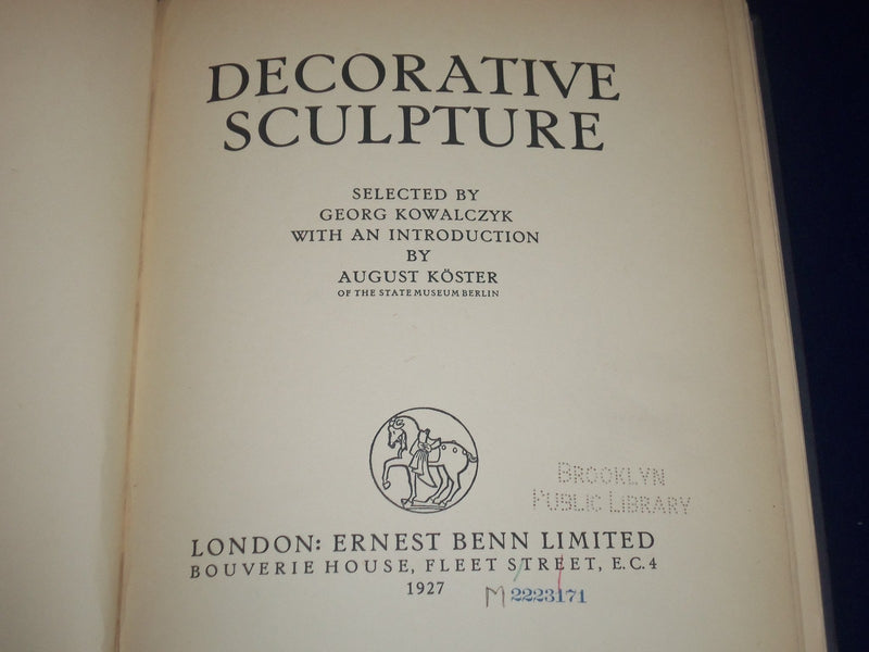 1927 DECORATIVE SCULPTURE SELECTED BOOK BY GEORG KOWALCZYK - PLATES - KD 2431