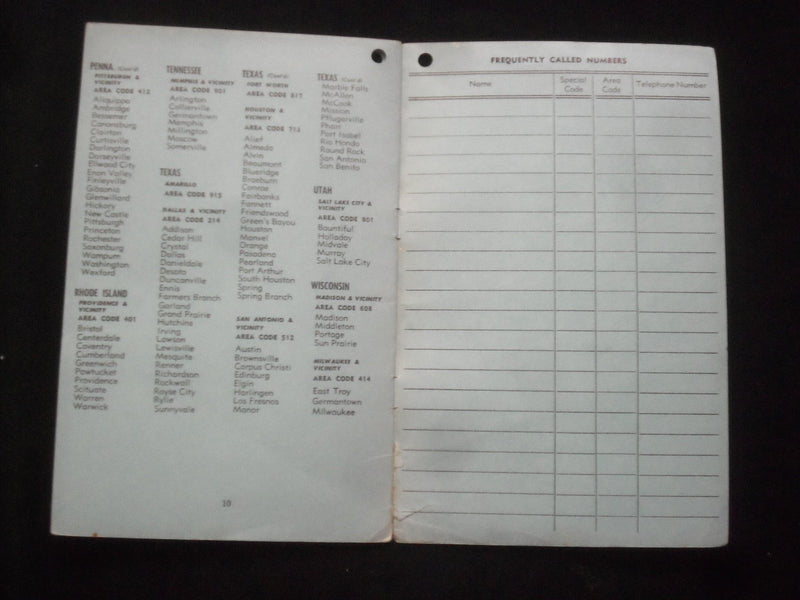 1950'S DIRECT DISTANCE DIALING FROM YOUR NJ BELL TELEPHONE SOFTCOVER BOOK-J 9859