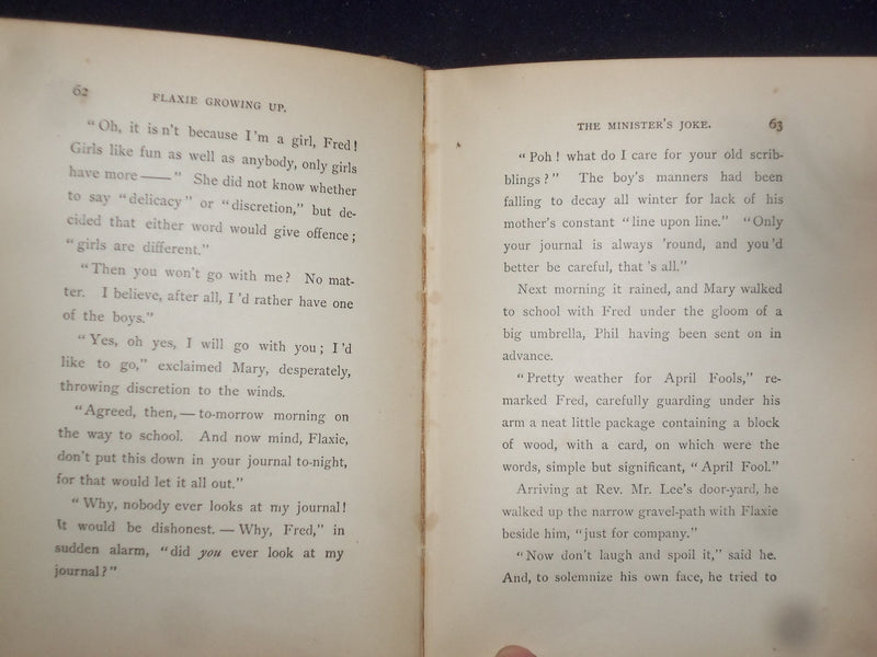 1884 FLAXIE GROWING UP HARDCOVER BOOK BY SOPHIE MAY - KD 9070
