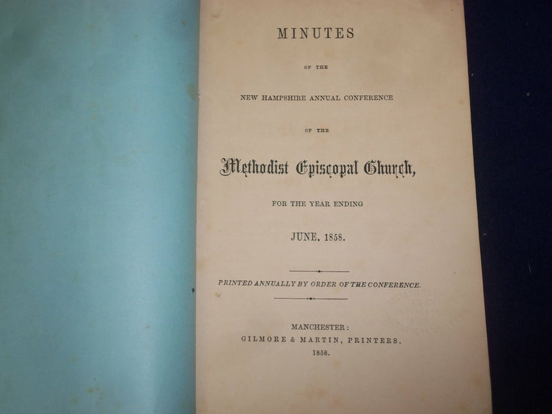 1853-1860 NW HAMPSHIRE METHODIST EPISCOPAL CHURCH MINUTES - LOT OF 4 - J 4750