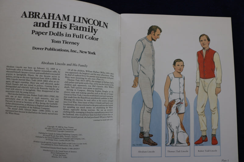 1989-1994 PRESIDENTIAL FAMILY PAPER DOLL BOOKS-LINCOLN-CLINTON-LOT OF 3 - O 3637