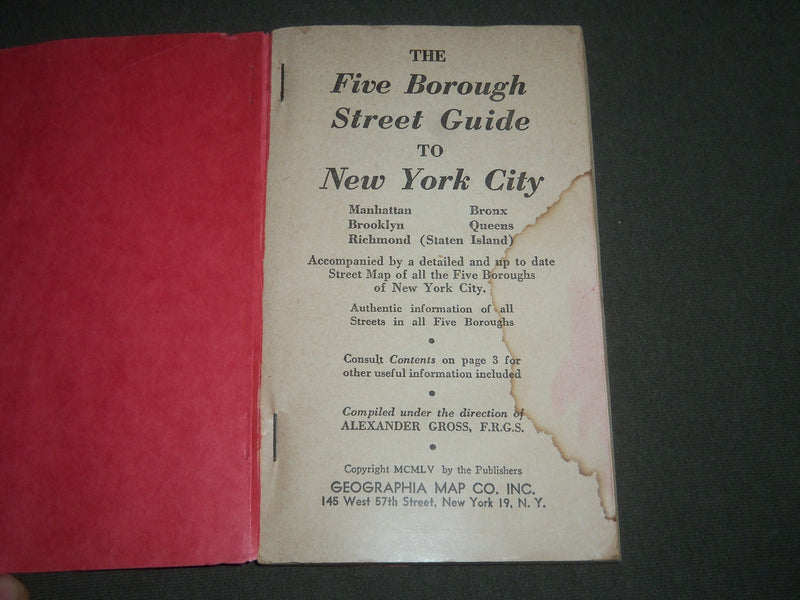 1955 5 BOROUGH STREET GUIDE OF NEW YORK - SOFTCOVER - J 2515