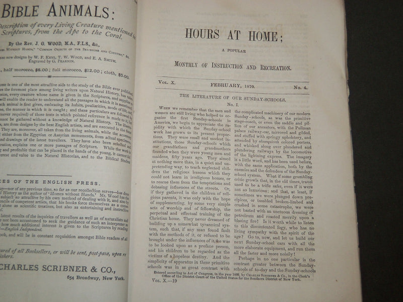 1866-1870 THE HOURS OF AT HOME MAGAZINE LOT OF 37 - CIVIL WAR ARTICLES - WR 853