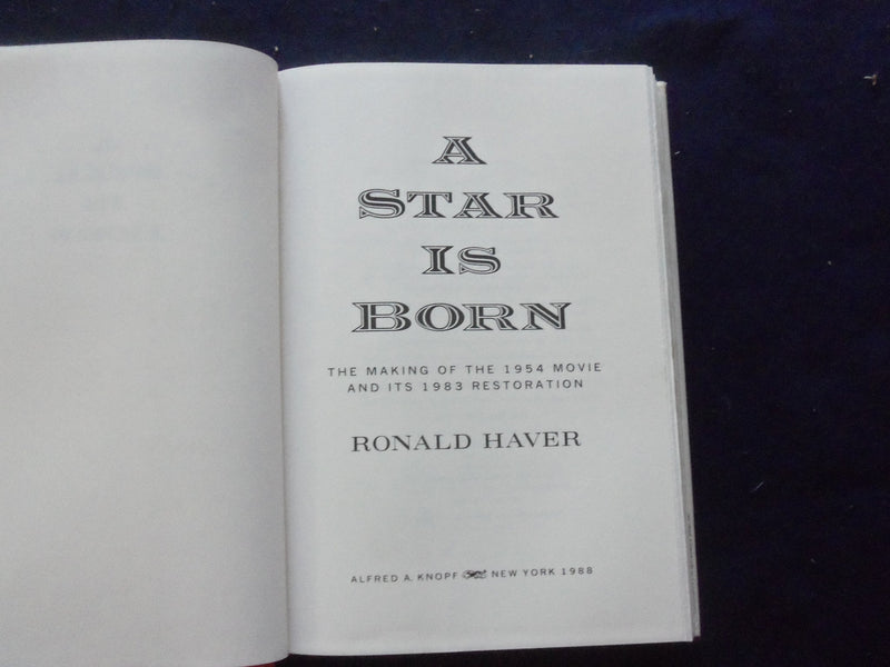 1988 A STAR IS BORN HARDCOVER BOOK BY RONALD HAVER - FIRST EDITION - KD 8235