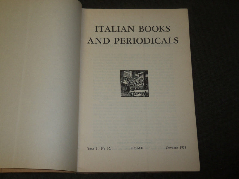 1958 OCTOBER ITALIAN BOOKS AND PERIODICALS - ROME - J 3559