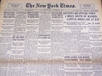 1936 NOVEMBER 12 NEW YORK TIMES - MADRID HEAVILY SHELLED - NT 2063