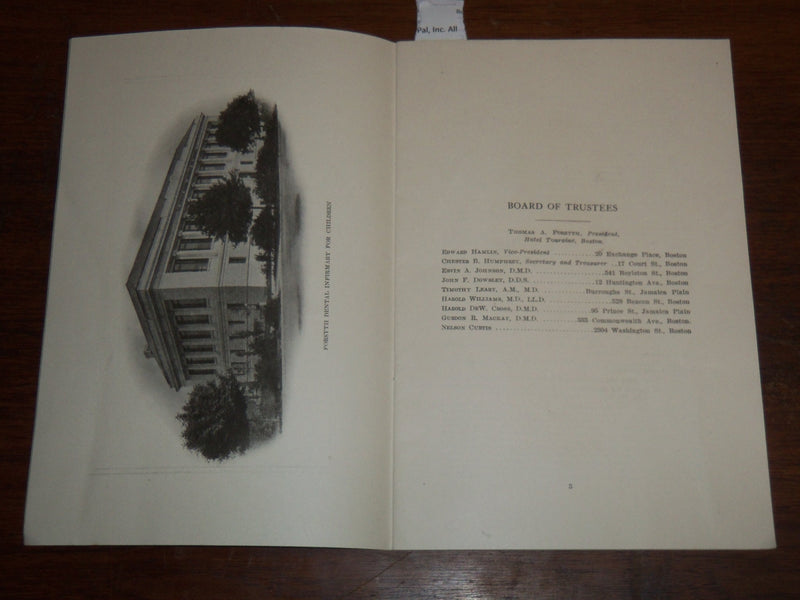1916 FORSYTH DENTAL INFIRMARY FOR CHILDREN FIRST ANNUAL REPORT - K 1211