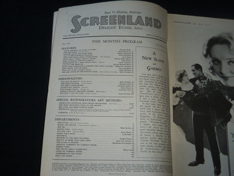 1931 MAY SCREENLAND MOVIE MAGAZINE - JANET GAYNOR COVER - M 399