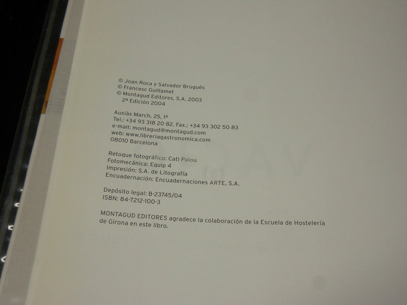 2004 LA COCINA AL VACIO HARDCOVER BOOK BY JOAN ROCA & SALVADOR BRUGUES - R 722B