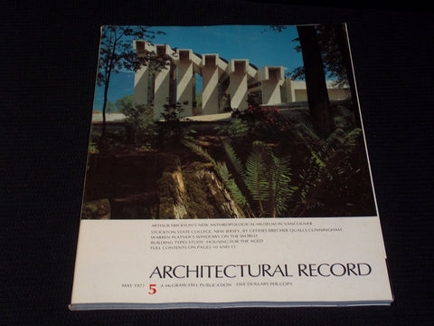1977 MAY ARCHITECTURAL RECORD MAGAZINE - ANTHROPOLOGICAL MUSEUM COVER - E 4165
