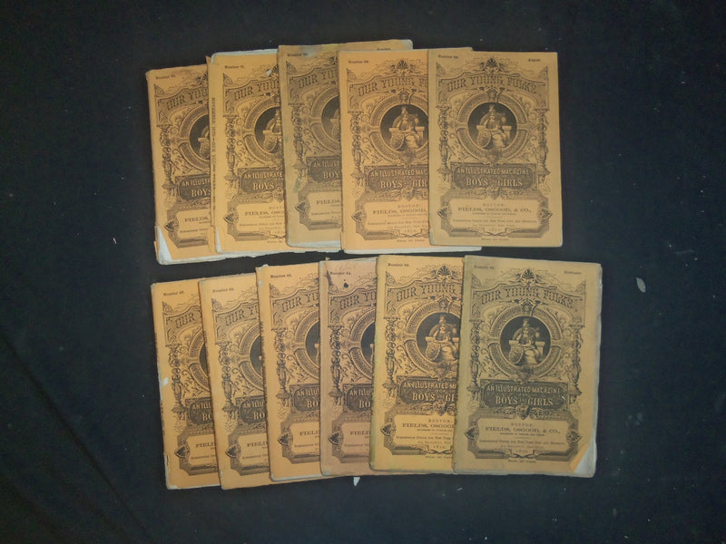 1870 OUR YOUNG FOLKS MAGAZINE - LOT OF 11 ISSUES - WR 1202