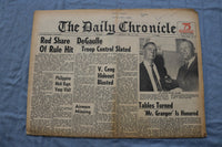1966 FEB 21 THE DAILY CHRONICLE NEWSPAPER - DEGAULLE, TROOP CONTROL - NP 8497