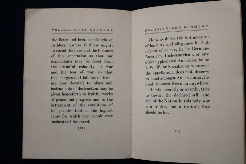 1917 PRUSSIANIZED GERMANY SOFTCOVER BOOK BY OTTO H. KAHN - K 1595