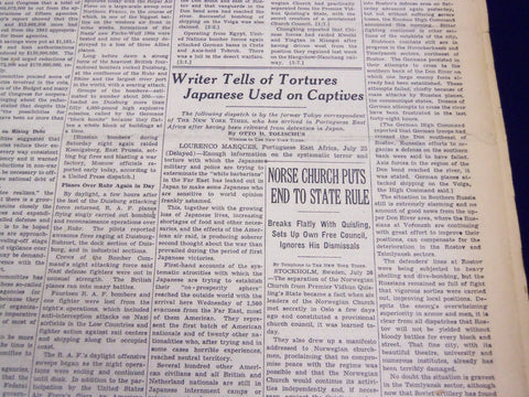 1942 JULY 27 NEW YORK TIMES - WRITER TELLS OF TORTURES JAPANESE USED - NT 1257