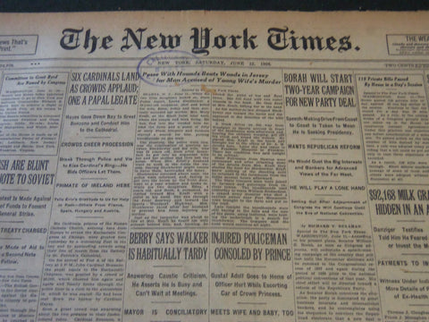 1926 JUNE 12 NEW YORK TIMES - BORAH WILL START TWO YEAR CAMPAIGN - NT 5561