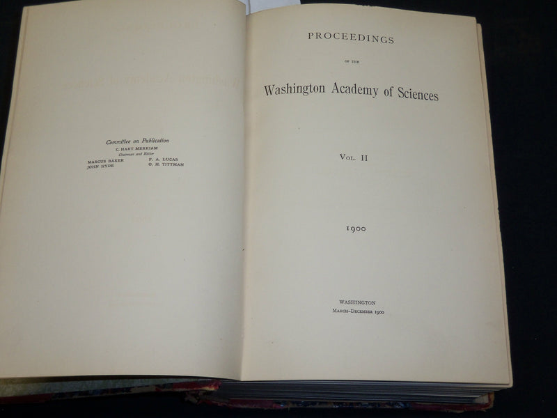 1900 WASHINGTON ACADEMY OF SCIENCES PROCEEDINGS VOLUME NO. 2 - PLATES - KD 5909