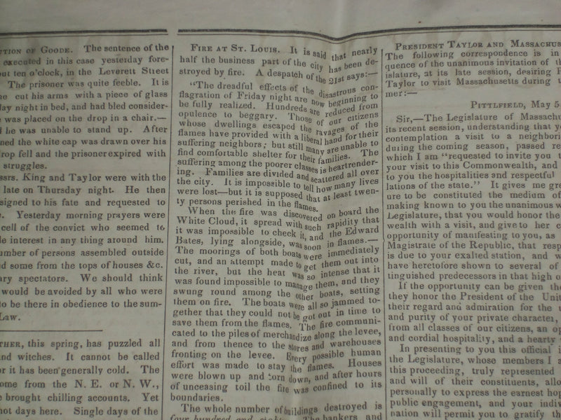 1849 MAY 26 MASSACHUSETTS PLOUGHMAN - ST. LOUIS FIRE - ROBERT STOREY - NP 5169