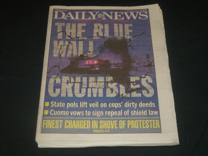2020 JUNE 10 NEW YORK DAILY NEWS - THE BLUE WALL CRUMBLES - FINEST CHARGED