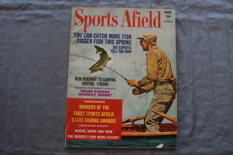 1966 MARCH SPORTS AFIELD MAGAZINE - STATE FISHING AWARDS COVER - SP 5367K