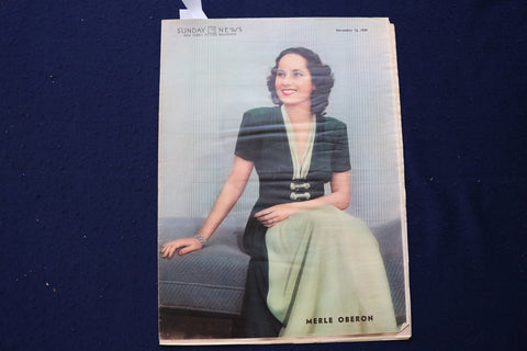 1939 NOV 12 SUNDAY NEWS PICTURE NEWSPAPER - MERLE OBERON-U.S. COLOR MAP- E 22704