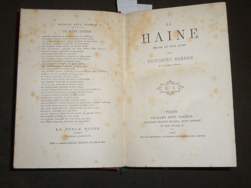 PIECES DE THEATRE 4 FRENCH PLAYS - HARDCOVER VOLUME - LA HAINE - KD 3663
