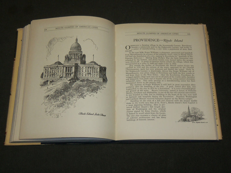 1933 MINUTE GLIMPSES OF AMERICAN CITIES BOOK BY HERBERT S. KATES - KD 6252