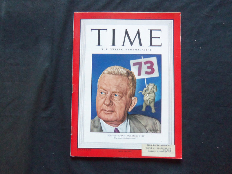1948 JUNE 21 TIME MAGAZINE - JAMES H. DUFF, PENNSYLVANIA'S GOVERNOR - T 1127