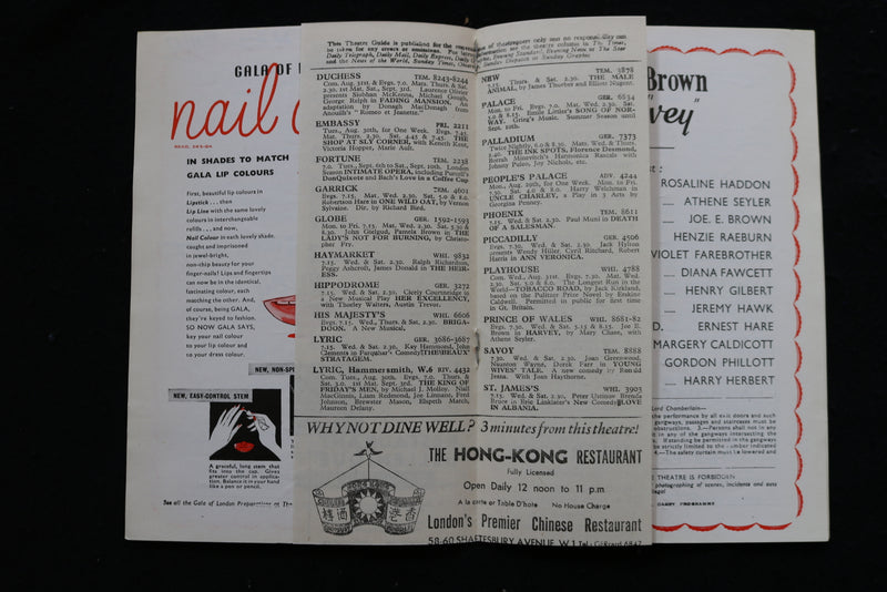 1949 JOE E. BROWN IN HARVEY - PRINCE OF WALES THEATRE - PROGRAM - K 1841