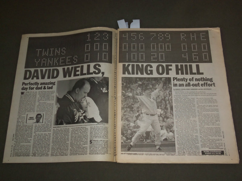 1998 MAY 18 NEW YORK DAILY NEWS - NY YANKEES DAVID WELLS PERFECT GAME - NP 3055
