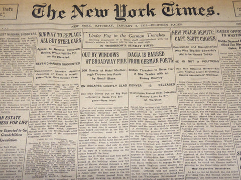 1915 JANUARY 9 NEW YORK TIMES - SUBWAY TO REPLACE ALL BUT STEEL CARS - NT 7819