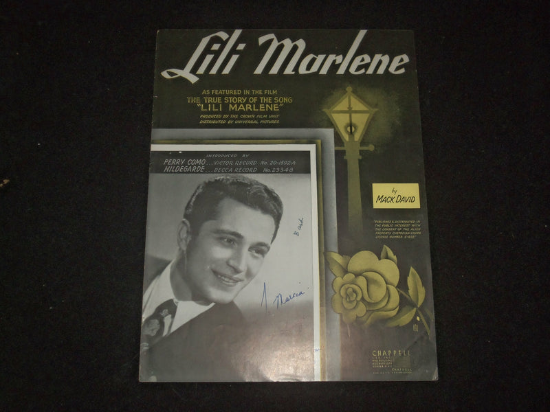 PERRY COMO LILI MARLENE AUTOGRAPHED SHEET MUSIC - AM 88