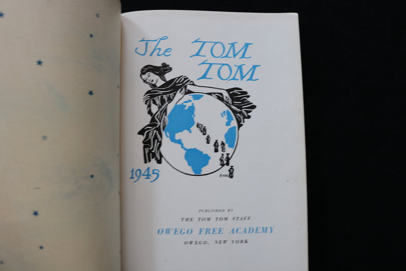 1945 TOM TOM OWEGO FREE ACADEMY YEARBOOK - OWEGO NEW YORK - HARDCOVER - YB 3481