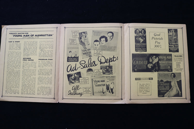 1930 YOUNG MAN OF MANHATTAN PROMOTIONAL PACKAGE - CLAUDETTE COBERT - K 2301