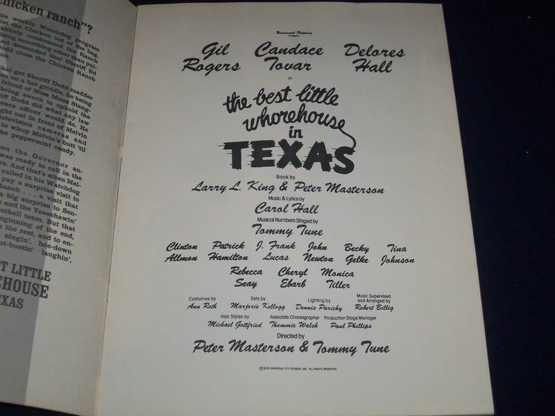 1978 BEST LITTLE WHOREHOUSE IN TEXAS MUSICAL PROGRAM STARRING GIL ROGERS - J 417
