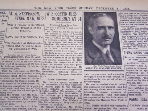1933 DECEMBER 17 NEW YORK TIMES - W. S. COFFIN DIES AT 54 - NT 4175