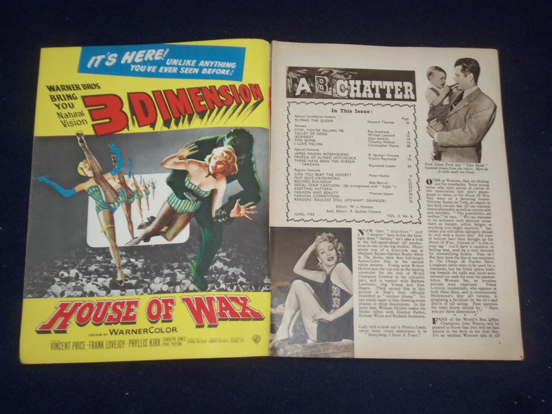 1953 JUNE FILM REVIEW MAGAZINE - FILMING THE QUEEN - STEWART GRANGER - J 9668
