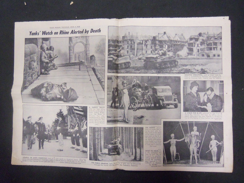 1945 APRIL 5 NEW YORK DAILY MIRROR - GAIN 10 MI. ON BERLIN PLAIN - NP 2235
