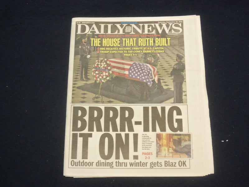 2020 SEP 26 NEW YORK DAILY NEWS NEWSPAPER-RUTH BADER GINSBURG LIES AT US CAPITOL