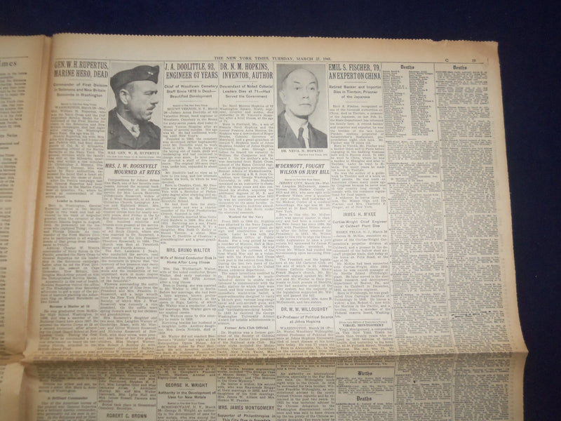1945 MARCH 27 NEW YORK TIMES - 7 ARMIES SMASH NAZIS IN DEEP THRUSTS - NP 6678