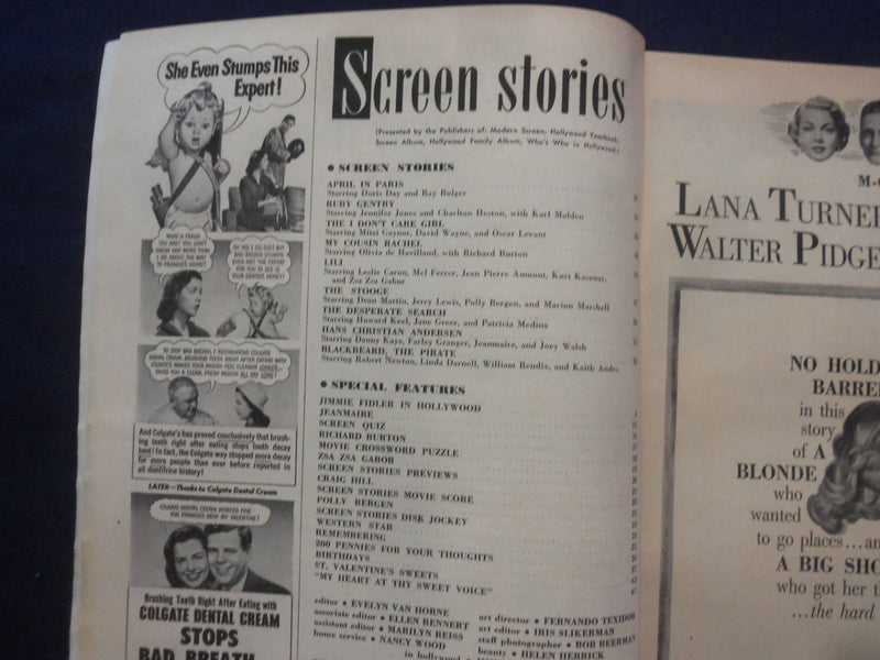 1953 FEBRUARY SCREEN STORIES MAGAZINE - DORIS DAY COVER - SP 4780Q