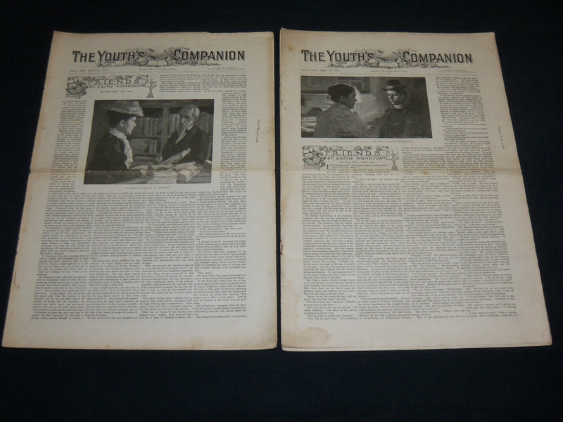 1900 YOUTH'S COMPANION MAGAZINE LOT OF 2 - FRIENDS BY EDITH WHARTON - ST 530W