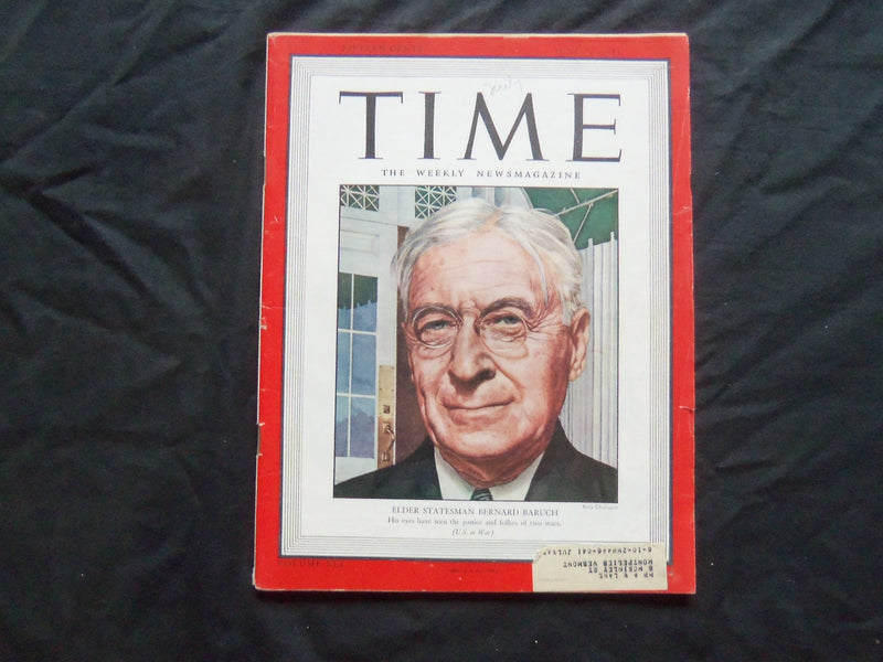 1943 JUNE 28 TIME MAGAZINE - ELDER STATEMAN BERNARD BARUCH - T 870