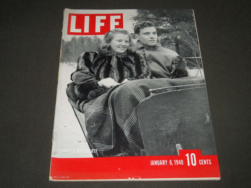 1940 JANUARY 8 LIFE MAGAZINE - BOWDOIN HOUSE PARTY COVER - L 166