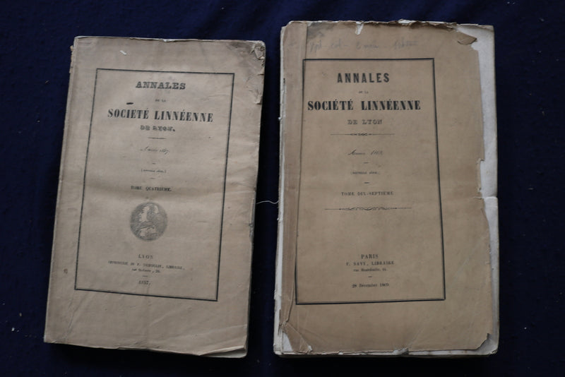 1847-1894 ANNALES DE LA SOCIETE LINNEENNE DE LYON BOUND VOLUMES-LOT OF 13-O 3495