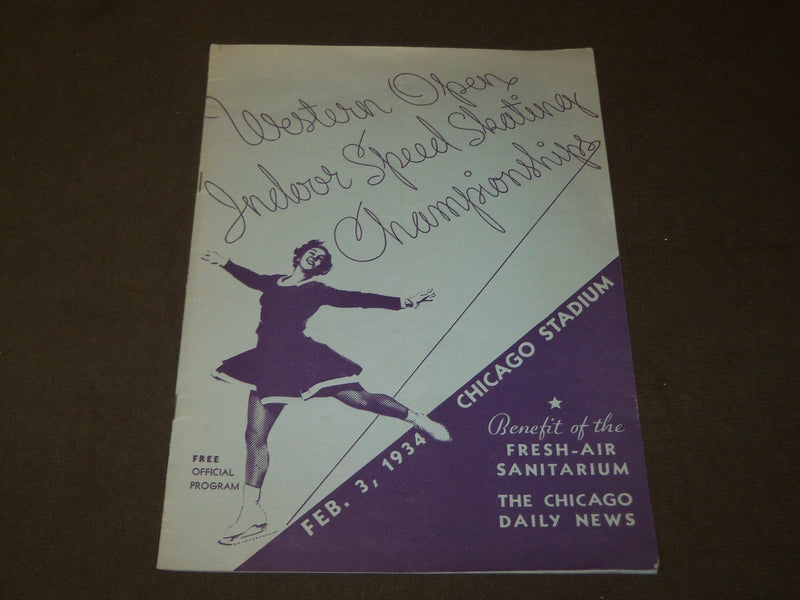 1934 FEBRUARY 3 WESTERN OPEN INDOOR SPEED SKATING CHAMPIONSHIPS PROGRAM - J 3499